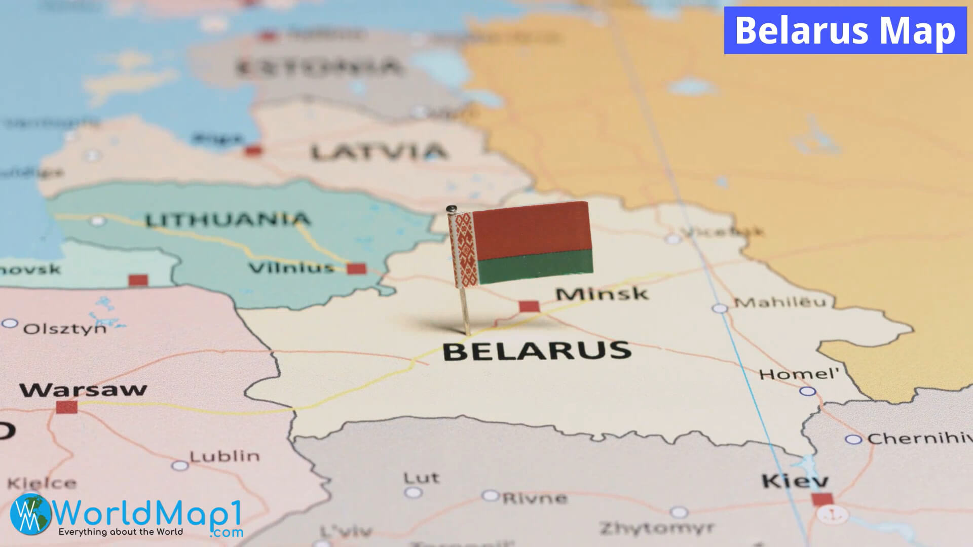 Carte de la Bielorussie avec la capitale Minsk